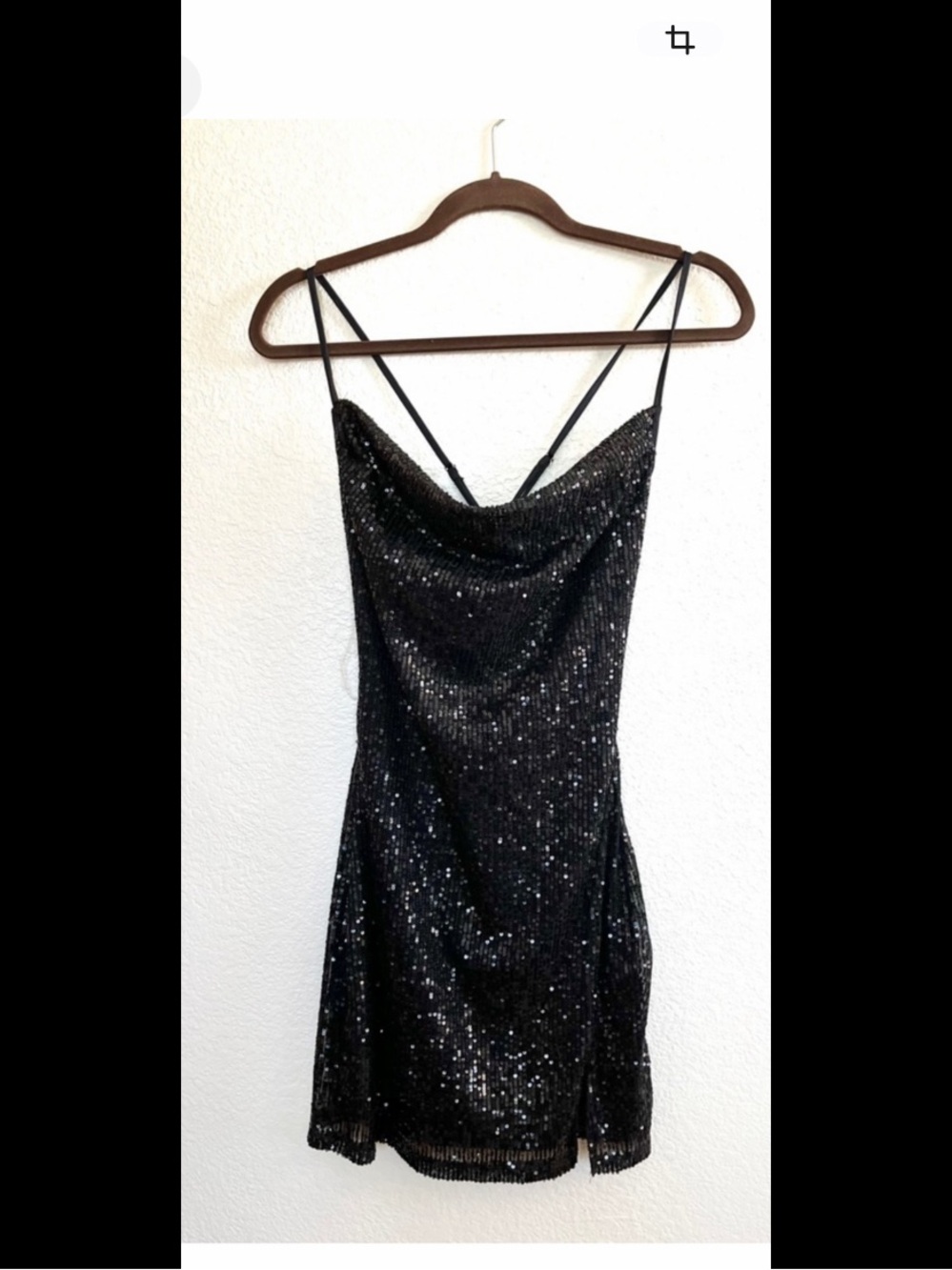 Black Sequin Cowl Neck Slip Dress